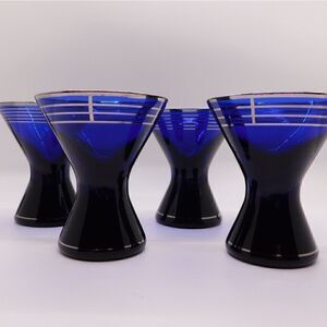 Vintage Cobalt Blue Art Deco Style Glasses